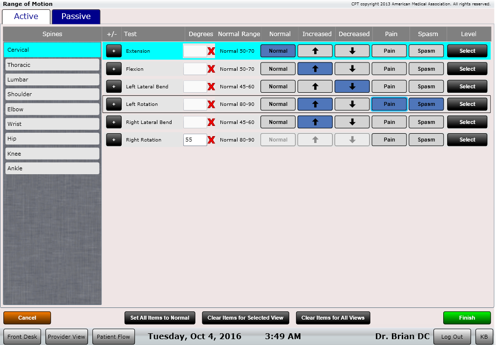 ChiroSpring Range of Motion